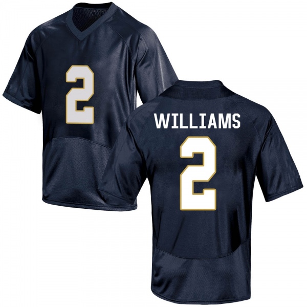 Dexter Williams Notre Dame Fighting Irish NCAA Men's #2 Navy Blue Game College Stitched Football Jersey PFW6355DQ
